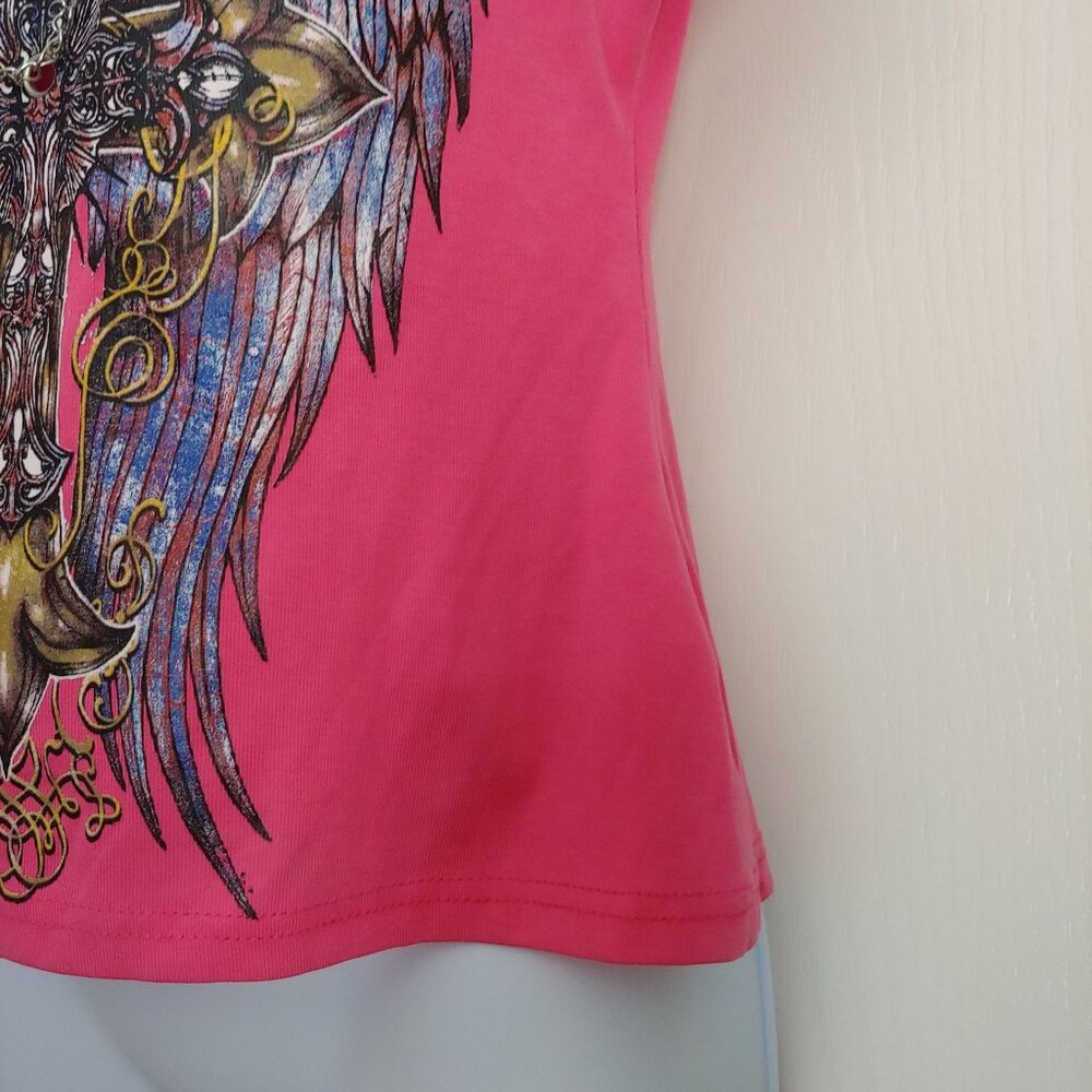 Babes Biker Wear Angel Wings Pink Tank Small - Picture 4 of 10